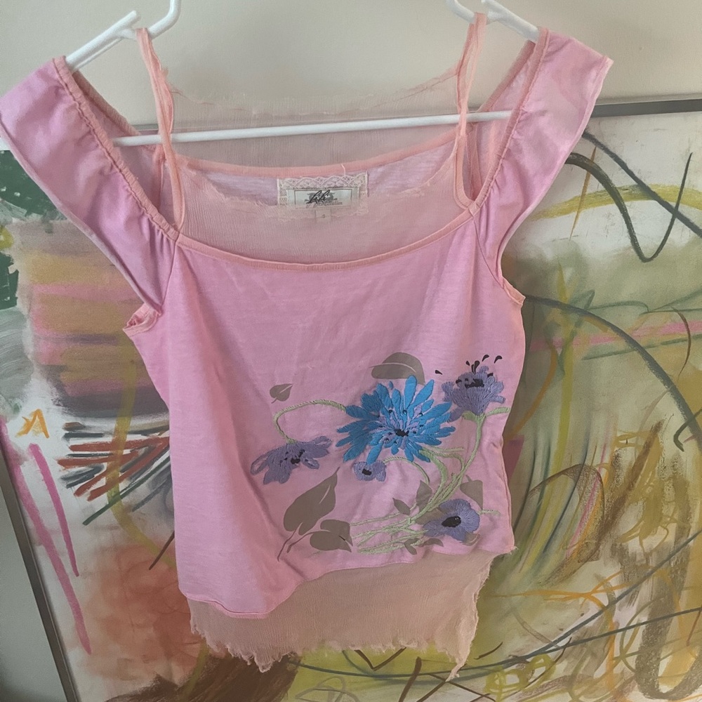 Fifi Collection Y2K Pink Floral Women's Top